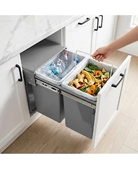 Tribesigns Dual Compartment Under Counter Kitchen Cabinet Pull-Out Trash Can, Slide-Out Waste Bin with Lid