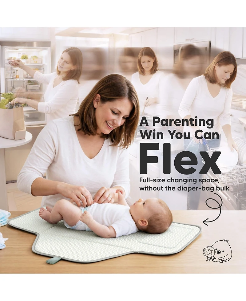KeaBabies Flex Portable Changing Pad for Baby, Travel, Foldable Large Waterproof Baby Diaper Mat Bag