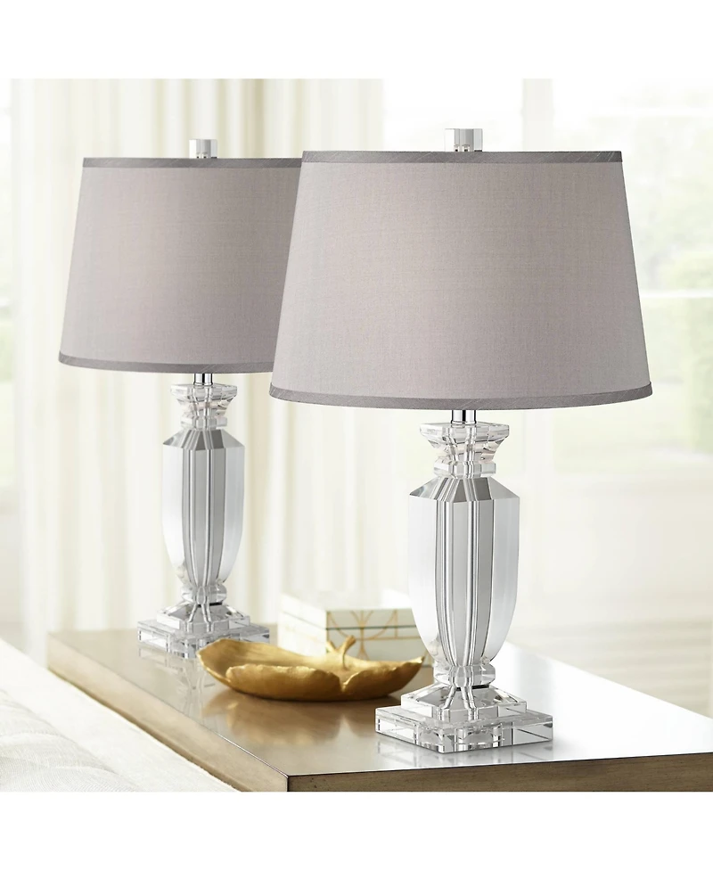 Vienna Full Spectrum Sherry 25" High Modern Table Lamps Set of 2 Clear Crystal Living Room Bedroom Bedside Nightstand House