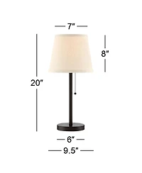 360 Lighting Flesner 20" High Modern Accent Table Lamps Set of 2 Usb Port Ac Power Outlet Pull Chain Bronze Metal Charging