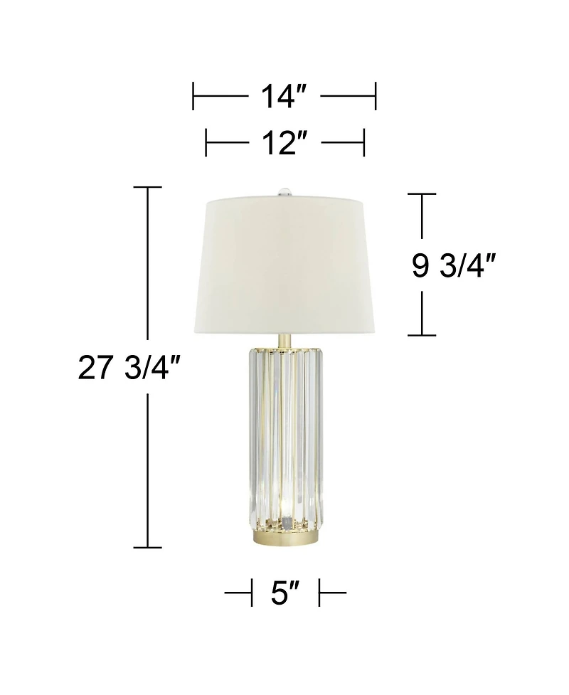Regency Hill Rivera 27 3/4" Tall Traditional Table Lamps Set of 2 Led Night Lights Clear Glass Rod Living Room Bedroom
