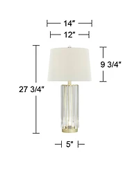 Regency Hill Rivera 27 3/4" Tall Traditional Table Lamps Set of 2 Led Night Lights Clear Glass Rod Living Room Bedroom