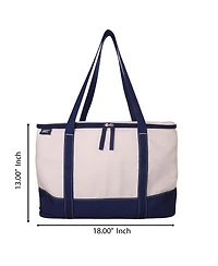 Lands' End Rectangular Large Cooler Bag Insulated 8 Gal, Canvas Soft Cooler with Tote Handles and Zip Closure