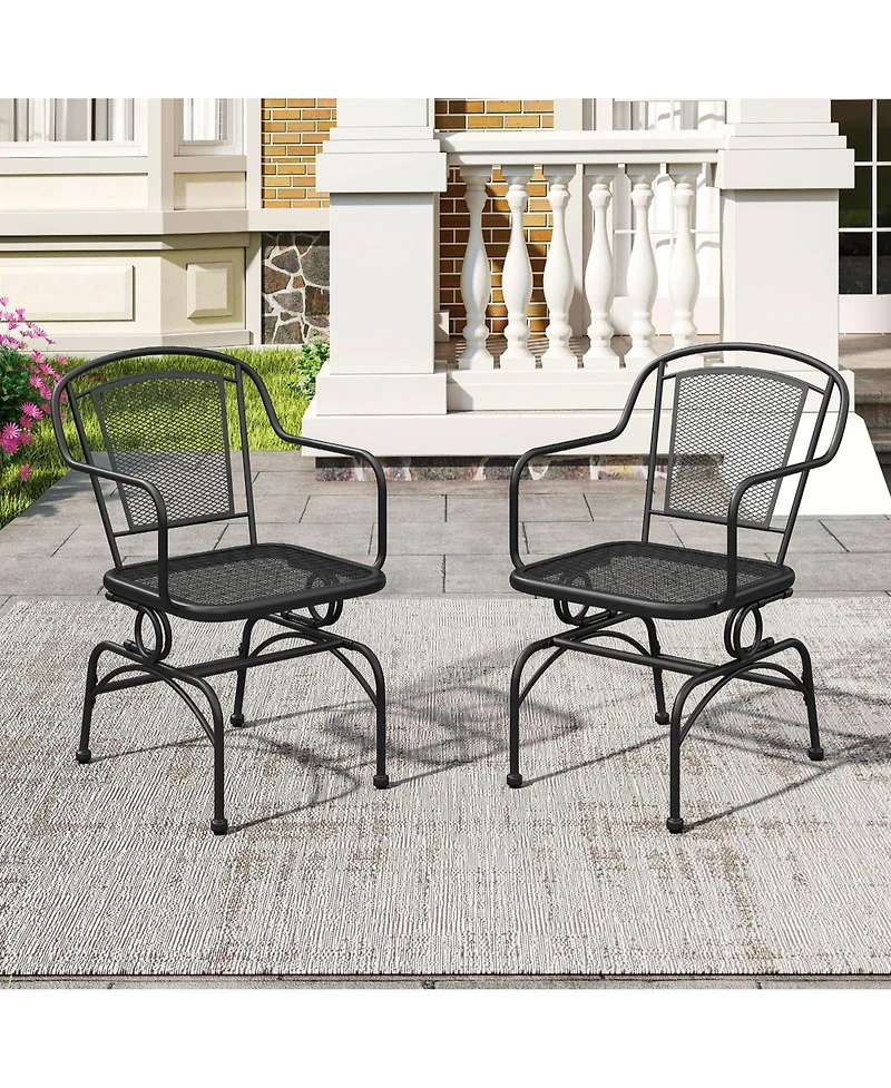Gouun Set of 2 Steel Frame Rocking Chair for Porch and Patio