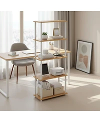 Yigii 3-Tier Bookshelf Compact Display Rack Modern Minimalist Wood Storage for Living Room Bedroom Home Office
