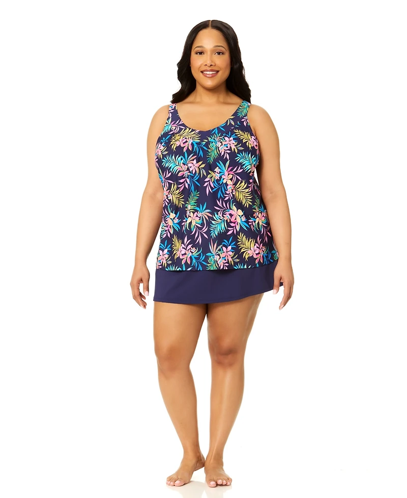 Island Escape Plus Tropical Printed Underwire Tankini Top, Macy's Exclusive