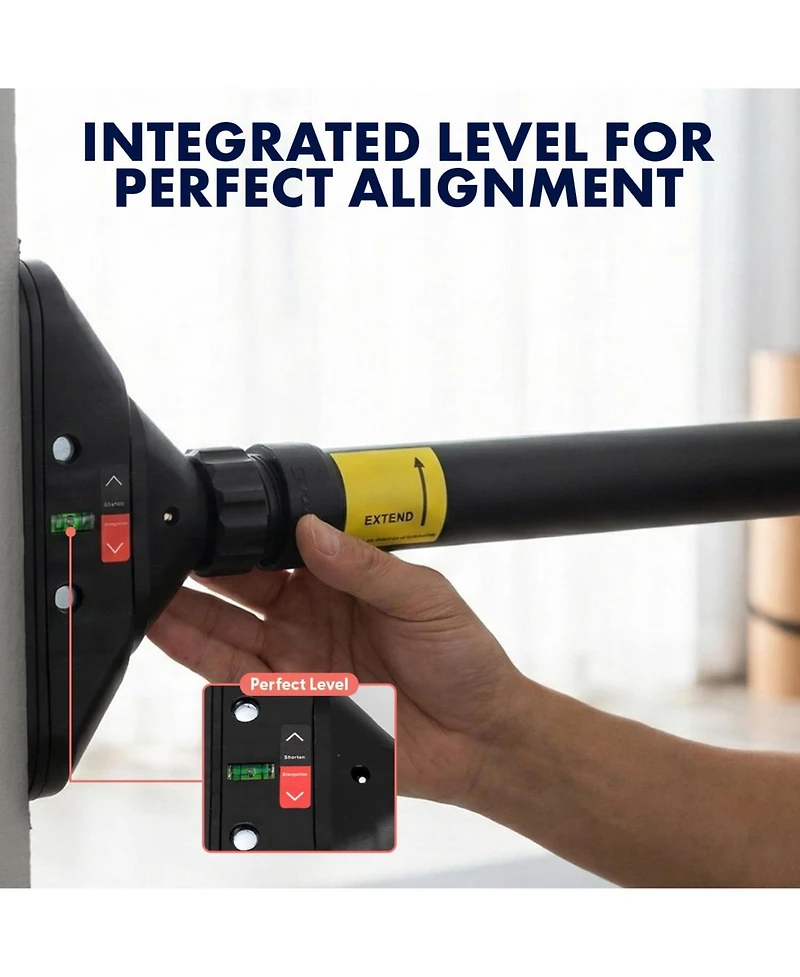 Squatz Adjustable Doorway Pull-Up Bar 45-55 inches with Anti-Slip Grip (SQDPB55BK)