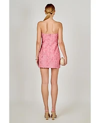 endless rose Women's Sequins Lace Strapless Mini Dress