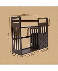 Yigii Wood Desktop Bookshelf Organizer 3 Drawers Sturdy Storage Shelves Office Home