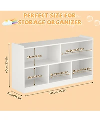 Rainsken 5 Cube Kids Bookcase - Wooden 2-Tier Storage Cabinet, Open Display Book Shelf for Nursery, School Classroom, Playroom