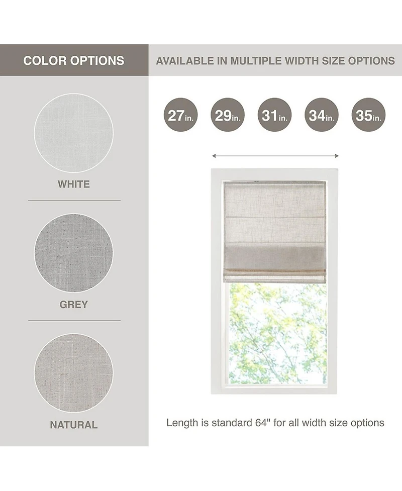 Laoties Linen Blend Total Blackout Flat Fold Cordless Roman Shade