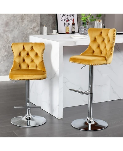 Rainsken Velvet Swivel Bar Stools Set of 2