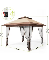 gaomon Pop Up Gazebo, 12x12 Outdoor Canopy Tent with Mosquito Netting, Curtains