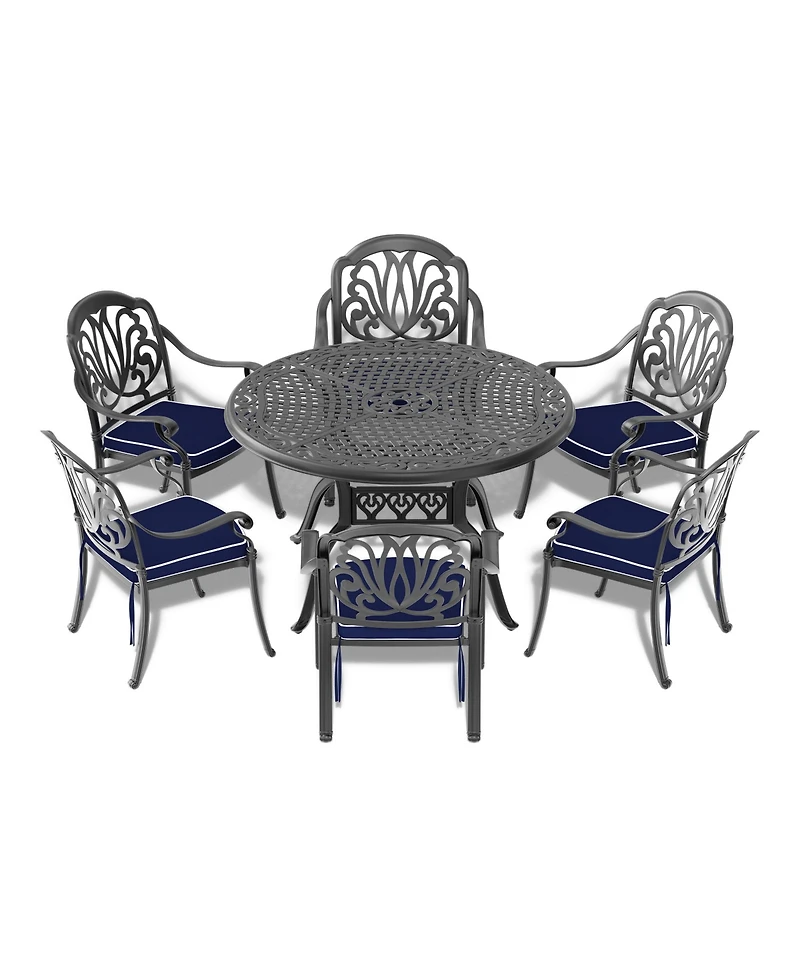Clihome -inch Cast Aluminum Patio Dining Table With Frame and Umbrella Hole