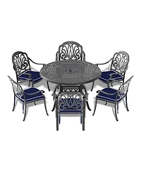 Clihome -inch Cast Aluminum Patio Dining Table With Frame and Umbrella Hole