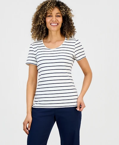 Style & Co Petite Scoop-Neck Short-Sleeve Top, Macy's Exclusive