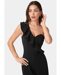 Bebe Women's One Shoulder Ruffle Jumpsuit