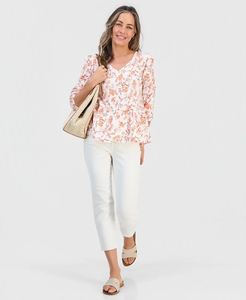 Style & Co Petite V-Neck Paisley-Print Blouse, Macy's Exclusive