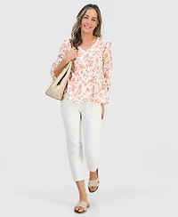 Style & Co Petite V-Neck Paisley-Print Blouse, Macy's Exclusive