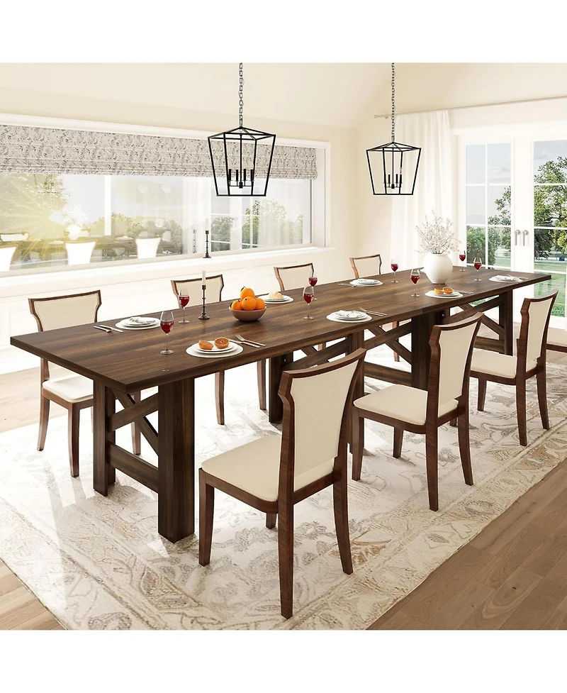 gaomon Wood Farmhouse Dining Table for 6-8, Heavy Duty Large Kitchen Table, 70.87" Long Rectangular Dining Room Tables