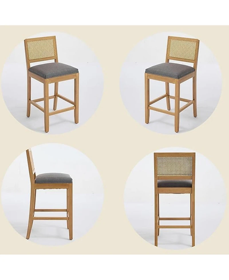 Rainsken Rattan Bar Stools Set of 2