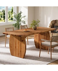 Tribesigns Finmind Solid Wood Dining Table for 4-6 People, Farmhouse Kitchen Table with Sturdy Wooden Legs