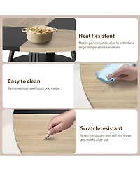 gaomon Round Dining Table for 4-6, 47.2 in Farmhouse Kitchen Table with Storage, Circle Dinner Tables