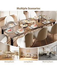 gaomon Rectangular Dining Table for 6-8, 78.7" Minimalist Table with Wave Irregular Edge, Thick Mdf Top and Metal Frame, Waterproof Scratch-Resis