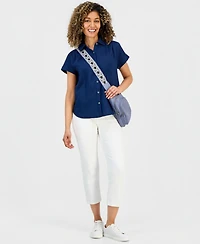 Style & Co Petite Button-Up Cotton Camp Shirt, Macy's Exclusive