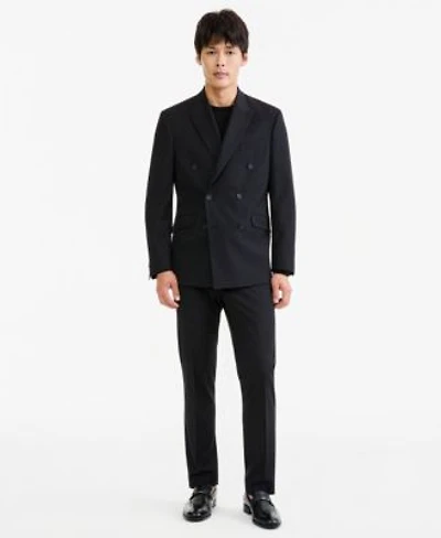 Kenneth Cole Reaction Mens Black Pinstripe Slim Fit Techni Cole Suit Separates