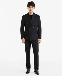 Kenneth Cole Reaction Mens Black Pinstripe Slim Fit Techni Cole Suit Separates