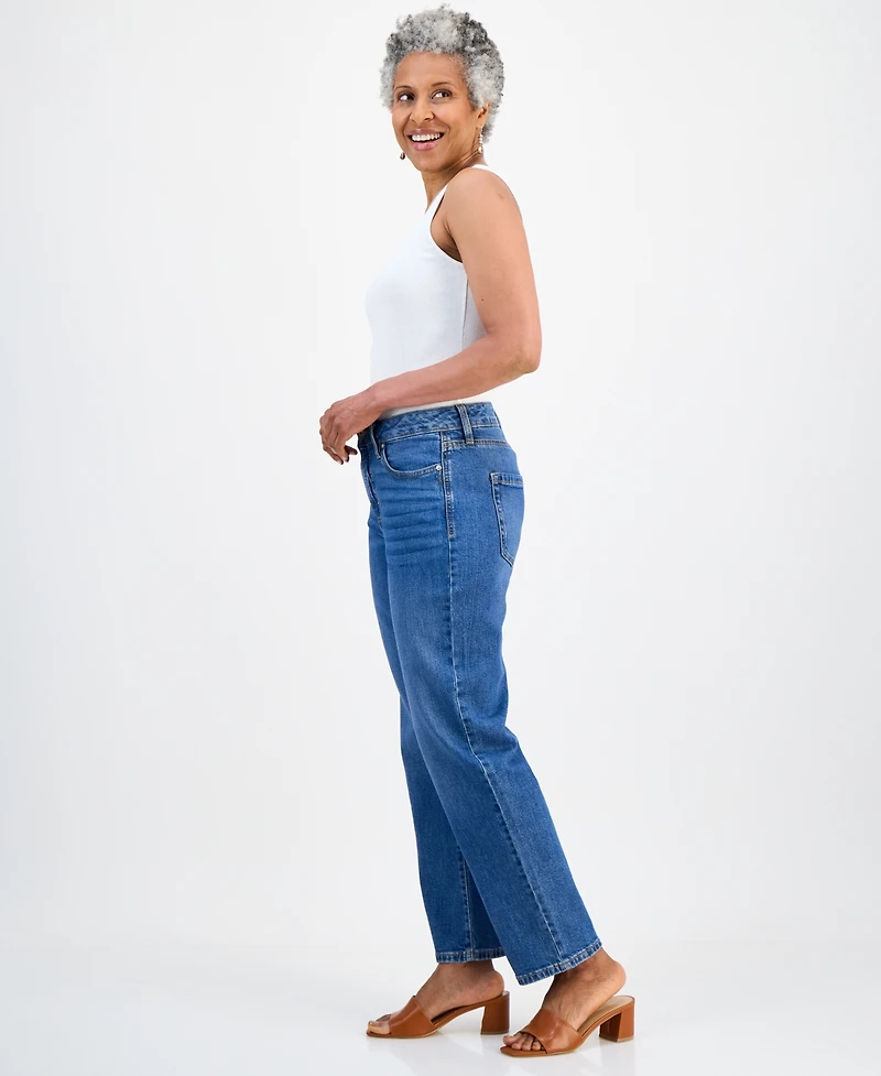 Style & Co Petite Mid-Rise Relax Straight-Leg Jeans, Macy's Exclusive