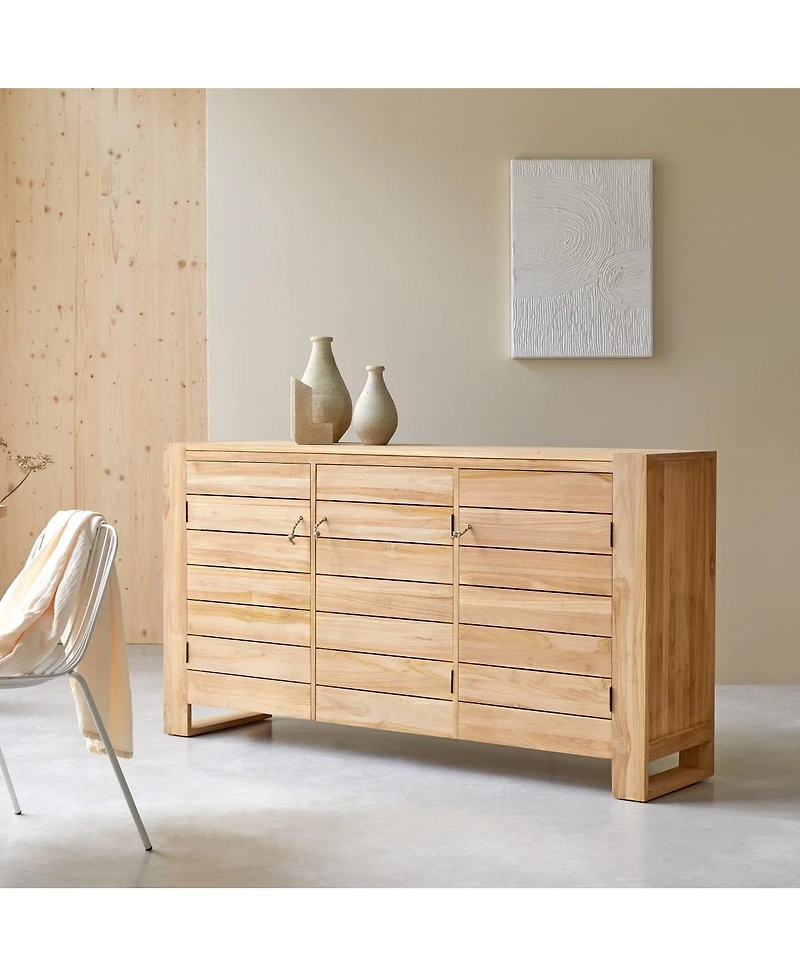 Tikamoon 170 cm Solid Teak Minimalist Sideboard Kitchen Cupboard