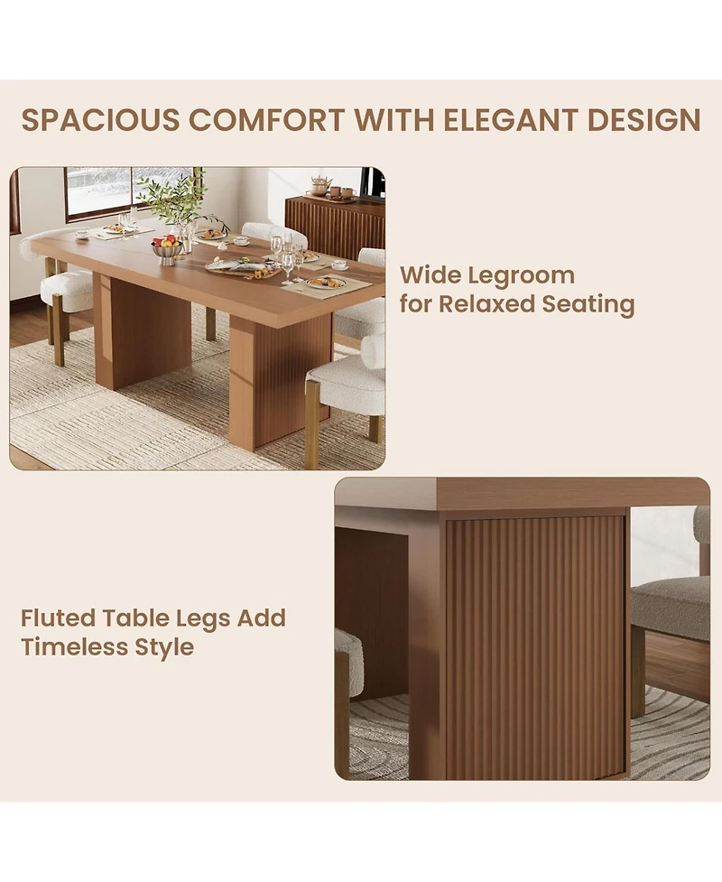 gaomon Dining Table with Storage, 70.8" Wood Kitchen Table with Thickened Tabletop and Fluted Legs, Dinner Tables for Kitchen Dining Room