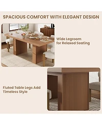 gaomon Dining Table with Storage, 70.8" Wood Kitchen Table with Thickened Tabletop and Fluted Legs, Dinner Tables for Kitchen Dining Room