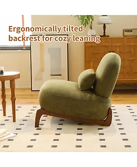 Rainsken Velvet Accent Chair, Comfy Reading Chair, Living Room Chair with Solid Wood Legs and Soft Cushion for Bedroom, Balcony