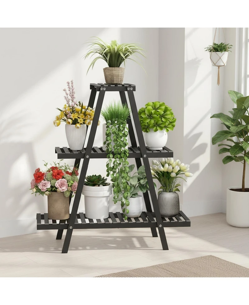 Yigii 3 Tier Plant Stand Indoor Outdoor 8 Potted Flower Holder Ladder Rack Sturdy Modern Country Design