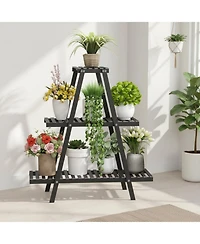 Yigii 3 Tier Plant Stand Indoor Outdoor 8 Potted Flower Holder Ladder Rack Sturdy Modern Country Design