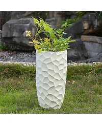 LuxenHome MgO Geometric Pattern Round 22" Tall Planter