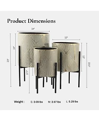 LuxenHome Set of 3 Metal Cachepot Planters with Stand