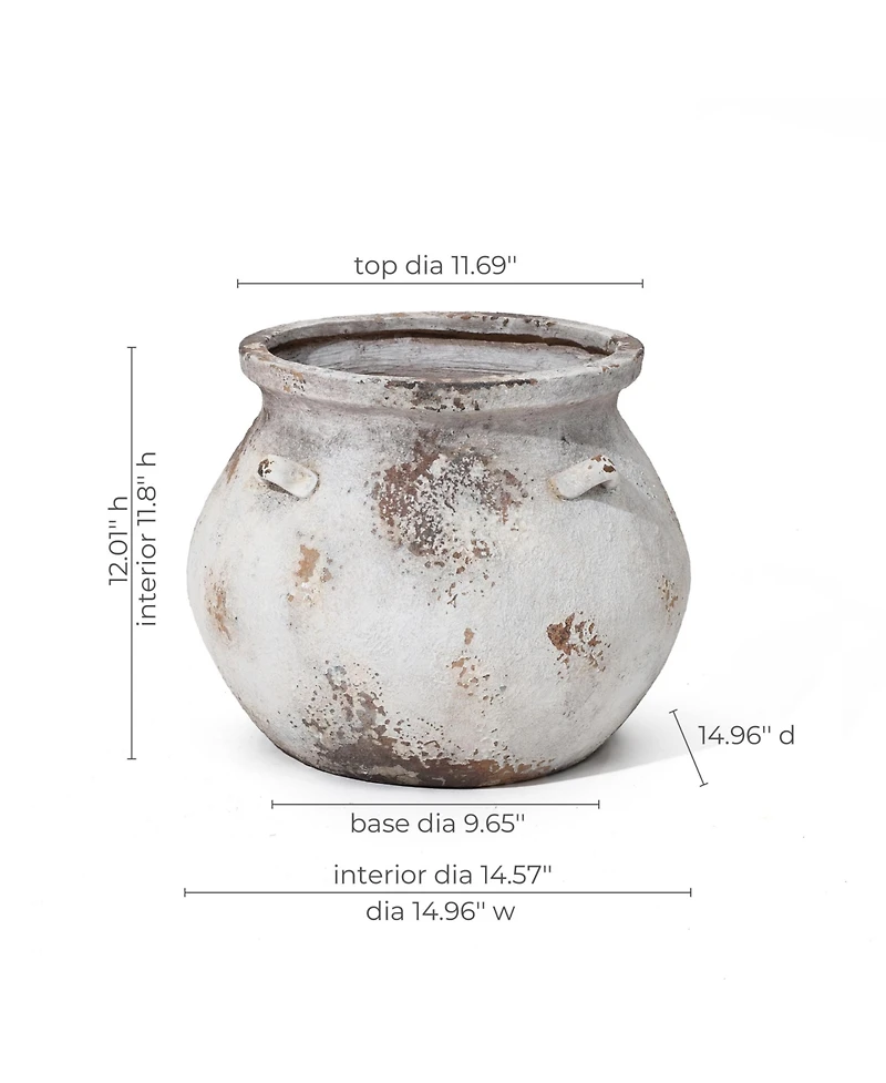 LuxenHome Rustic Cauldron MgO Planter Pot