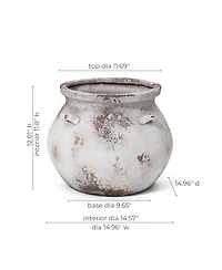 LuxenHome Rustic Cauldron MgO Planter Pot