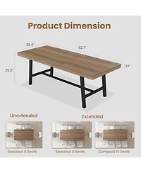 gaomon 63-83" Extendable Dining Table, Industrial Rectangular Dining Room Table for 6-8 People, Expandable Kitchen Table with Heavy Duty Metal Frame