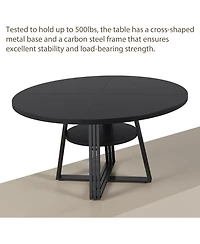 gaomon Round Dining Table for 4-6, 47.2 in Farmhouse Kitchen Table with Storage, Circle Dinner Tables for Kitchen, Dining Room