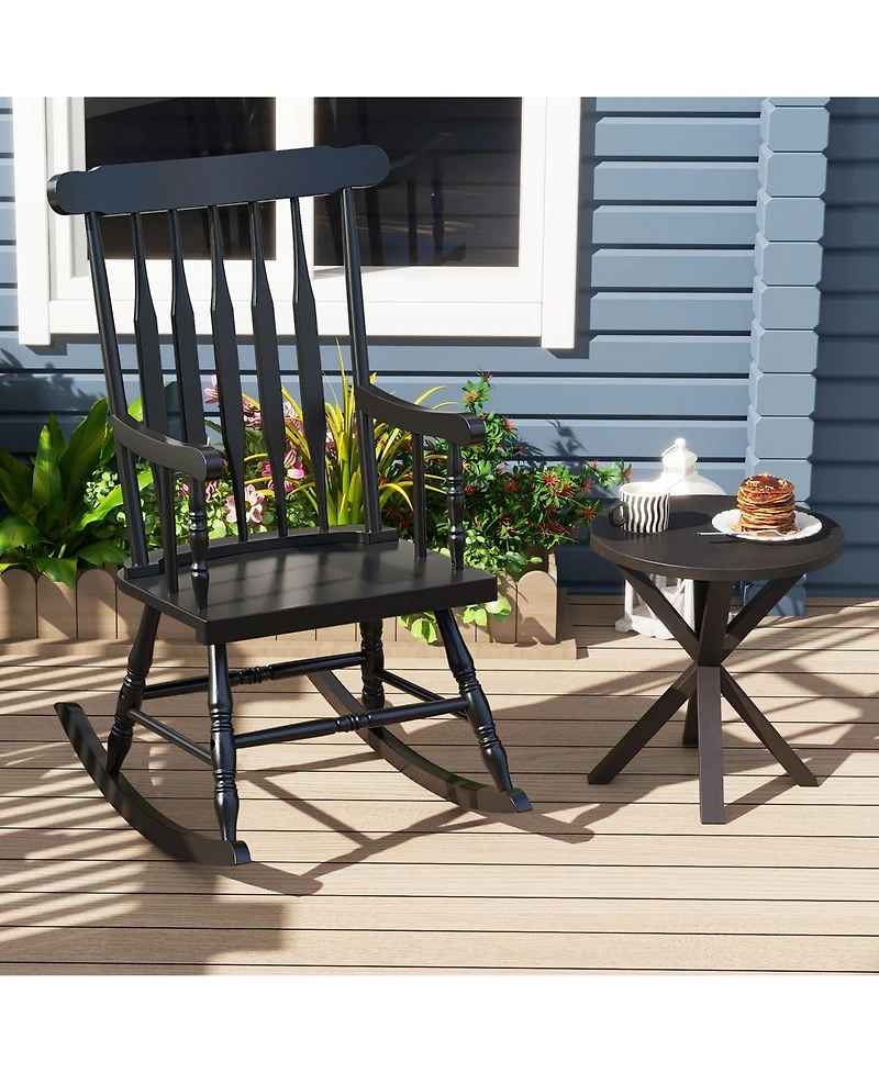 Gymax Wooden Rocking Chair Single Rocker Indoor Garden Patio Yard