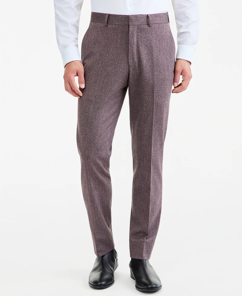 Kenneth Cole Reaction Men's Eggplant Herringbone Slim Techni-Cole Pants