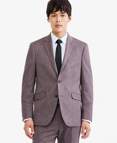 Kenneth Cole Reaction Men's Eggplant Herringbone Slim Techni-Cole Suit Jacket