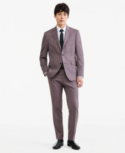 Kenneth Cole Reaction Mens Eggplant Herringbone Slim Fit Techni Cole Suit Separates