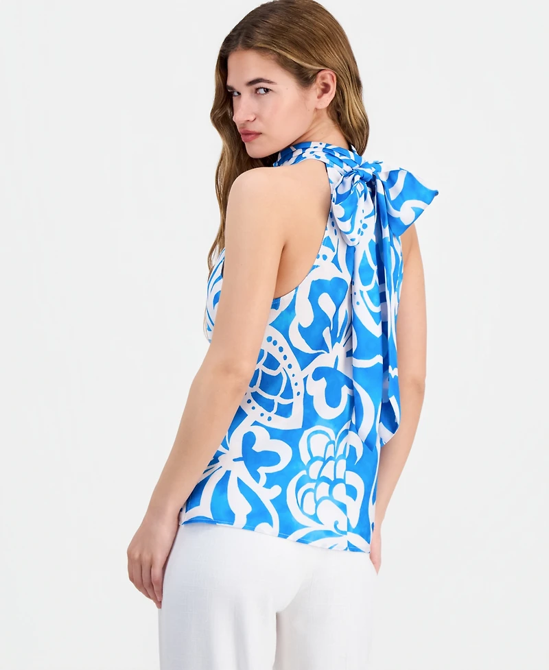 Tahari Asl Petite Sleeveless Tie-Neck Top