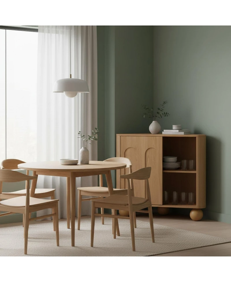 Yigii Mid-Century Modern Corner Cabinet Storage Adjustable Shelf Curved Edge Safe Multi-Space Use